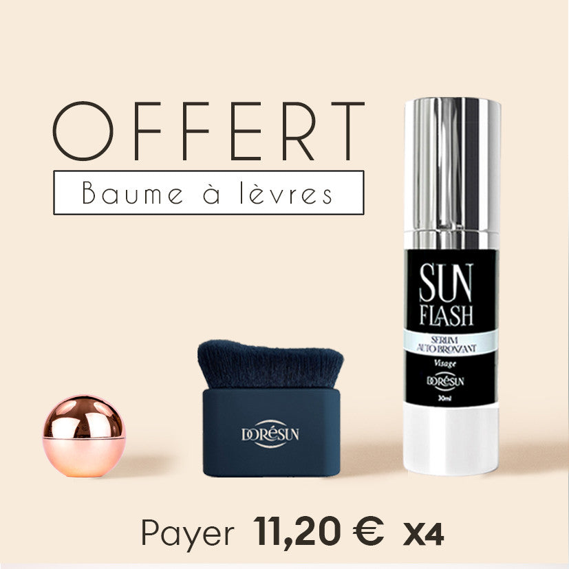 Pack Bonne Mine avec sérum autobronzant visage, pinceau applicateur et baume à lèvres offert
