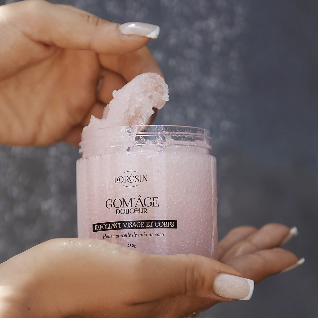 Gommage exfoliant naturel Doresun à l’huile de coco pour le visage et le corps, peau douce et lissée