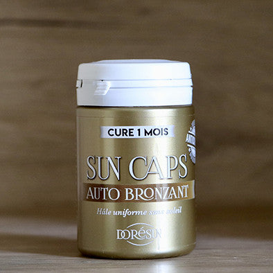 SUN CAPS compléments alimentaires en gélules auto-bronzantes pour un bronzage naturel sans soleil, cure 1 mois